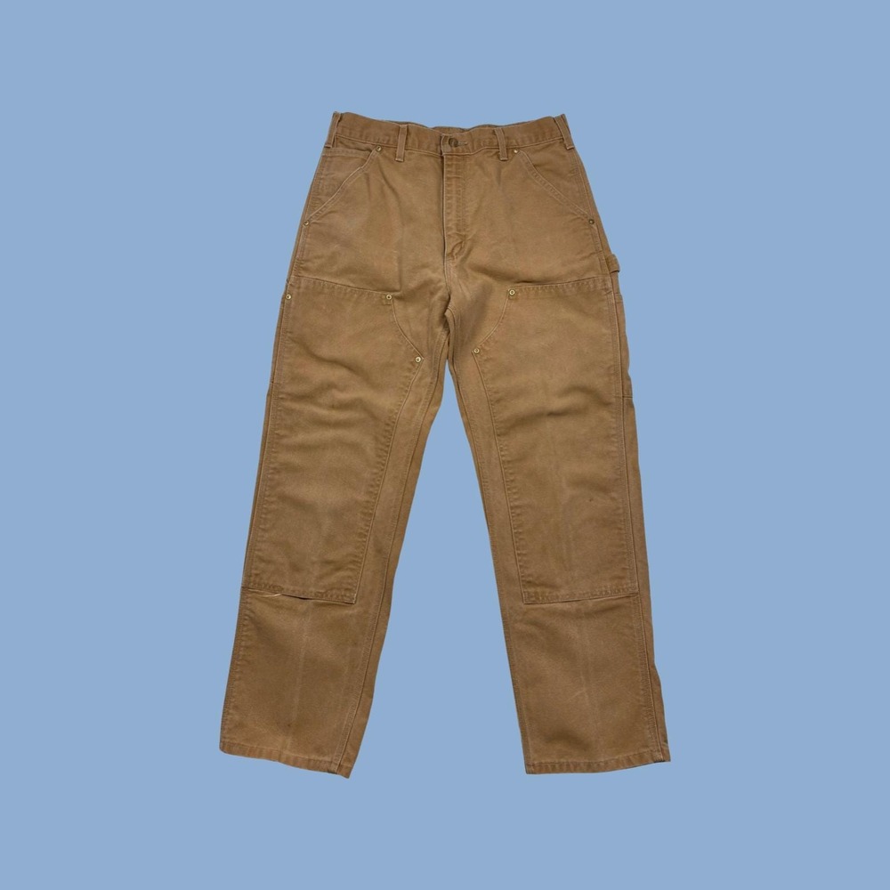 Vintage Carhartt Duck Canvas Double Knee Utility Union Work Pants 32x30